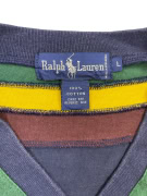 RALPH LAUREN V-NECK SWEATSHIRT VINTAGE STRIPES NAVY BLUE MEN'S L