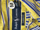 RALPH LAUREN BUTTON DOWN SHIRT CLASSIC YELLOW BLUE MENS PRE OWNED M