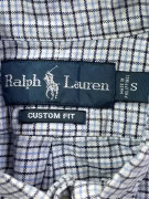 RALPH LAUREN ΠΟΥΚΑΜΙΣΟ CHECKERED CUSTOM FIT LOGO ΜΠΛΕ UNISEX S