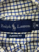 RALPH LAUREN SHIRT CLASSIC CHECKED CREAM BLUE MEN PRE OWNED M