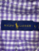 RALPH LAUREN BUTTON DOWN SHIRT CLASSIC PURPLE WHITE CHECK MENS PRE OWNED L