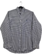 RALPH LAUREN ΠΟΥΚΑΜΙΣΟ CLASSIC ΚΑΡΟ NAVY ΛΕΥΚΟ ΑΝΤΡΙΚΟ PRE OWNED L