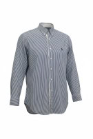 RALPH LAUREN CAMICIA BUTTON DOWN CLASSIC RIGATA BLU BIANCO UOMO PRE OWNED XL