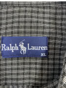 RALPH LAUREN CAMICIA A MANICHE CORTE CHECKED VINTAGE LOGO GRIGIO/NERO DA UOMO XL