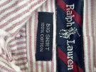 RALPH LAUREN STRIPED SHIRT 90s BIG SHIRT LOGO BURGUNDY/WHITE UNISEX L