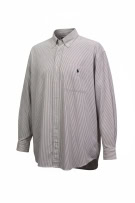 RALPH LAUREN STRIPED SHIRT 90s BIG SHIRT LOGO BURGUNDY/WHITE UNISEX L