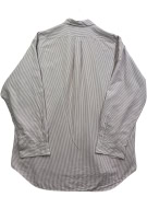 RALPH LAUREN STRIPED SHIRT 90s BIG SHIRT LOGO BURGUNDY/WHITE UNISEX L