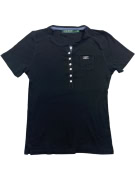 RALPH LAUREN Henley Button T-Shirt Black Women’s S