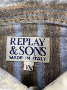 REPLAY & SONS ΠΟΥΚΑΜΙΣΟ VINTAGE ΡΙΓΕ ΚΑΡΩ ΜΠΛΕ ΑΝΔΡΙΚΟ L