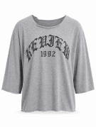 REVIEW 1992 GRAPHIC TEE CROP GRAY UNISEX PRE OWNED L