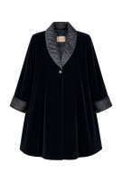 1990s ROCCOBAROCCO VELVET COAT BLACK WOMEN PRE OWNED XL
