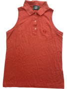 Sergio Tacchini Polo senza maniche con logo vintage corallo da donna M