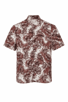 TASSO ISLAND HAWAIIAN PRINT SHIRT BURGUNDY MEN PRE OWNED S