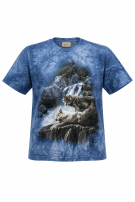 1999 THE MOUNTAIN T SHIRT GRAPHIC WOLF PRINTED BLUE UNISEX PRE OWNED M