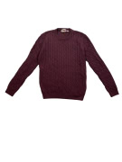 TIMBERLAND CABLE KNIT SWEATER LOGO BURGUNDY MENS M