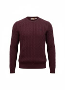TIMBERLAND CABLE KNIT SWEATER LOGO BURGUNDY MENS M