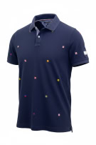 Tommy Hilfiger Men’s Navy Slim Fit Polo Shirt with Flag Pattern Size S