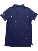 Tommy Hilfiger Men’s Navy Slim Fit Polo Shirt with Flag Pattern Size S