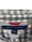 TOMMY HILFIGER Plaid Shirt Casual Logo Grey-White Men’s L