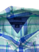 TOMMY HILFIGER Plaid Shirt Relaxed Fit Logo Green-Blue Men’s M