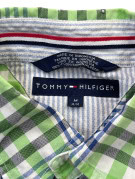 TOMMY HILFIGER CAMICIA A MANICHE CORTE CLASSICA A QUADRI VERDE BLU UOMO PRE OWNED M