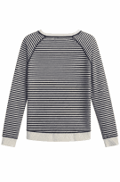 TOMMY HILFIGER ΜΠΛΟΥΖΑ ΜΕ ΡΙΓΕΣ ΚΑΙ ΚΕΝΤΡΙΚΗ ΛΕΠΤΟΜΕΡΕΙΑ ΣΕ OFF WHITE ΚΑΙ ΝΑΥΤΙΚΟ ΜΠΛΕ  ΓΥΝΑΙΚΕΙΟ PRE OWNED  S