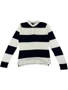 TOMMY HILFIGER ΠΛΕΚΤΟ ΠΟΛΟ ΡΙΓΕ ΜΠΛΕ/ΑΣΠΡΟ ΜΕ ΛΟΓΟΤΥΠΟ ΣΤΗΝ ΠΛΑΤΗ - S