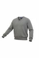 TOMMY HILFIGER Maglione in maglia con scollo a V Logo grigio da uomo