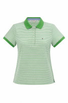 TOMMY HILFIGER POLO SHIRT STRIPED GREEN WOMEN PRE OWNED M