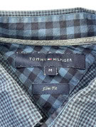 TOMMY HILFIGER BUTTON UP SHIRT SLIM FIT CHECK BLUE MENS PRE OWNED M