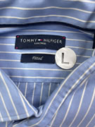 TOMMY HILFIGER ΠΟΥΚΑΜΙΣΟ TAILORED FITTED ΡΙΓΕ ΜΠΛΕ ΑΝΔΡΙΚΟ L