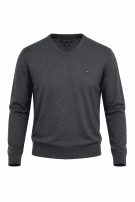 TOMMY HILFIGER ΠΟΥΛΟΒΕΡ ΜΕ ΛΑΙΜΟΚΟΨΗ V MINIMAL ΣΚΟΥΡΟ ΓΚΡΙ ΑΝΤΡΙΚΟ PRE OWNED XL