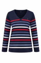 TOMMY HILFIGER SWEATER STRIPED NAVY WOMEN PRE OWNED XXL