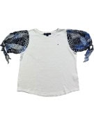 TOMMY HILFIGER TOP PATTERNED WHITE WOMENS PRE OWNED L