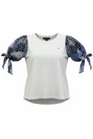 TOMMY HILFIGER TOP PATTERNED WHITE WOMENS PRE OWNED L