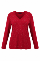 TOMMY HILFIGER TOP EMBELLISHED RED WOMEN PRE OWNED XL