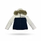 TOMMY JEANS giacca da donna imbottita con cappuccio e pelliccia bicolore bianco-blu S