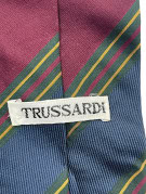 TRUSSARDI ΓΡΑΒΑΤΑ CLASSIC ΡΙΓΕ NAVY ΜΠΟΡΝΤΟ ΑΝΤΡΙΚΟ PRE OWNED
