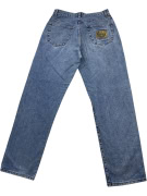 TRUSSARDI JEANS ΠΑΝΤΕΛΟΝΙ DENIM VINTAGE ΜΕΤΑΛΛΙΚΟ LOGO ΜΠΛΕ ΑΝΔΡΙΚΟ L