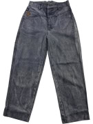 TRUSSARDI JEANS PANTALONE VINTAGE IN PELLE CON LOGO GRIGIO DA DONNA XS