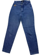 TRUSSARDI JEANS ΠΑΝΤΕΛΟΝΙ VINTAGE ΔΕΡΜΑΤΙΝΟ ΛΟΓΟΤΥΠΟ ΜΠΛΕ ΓΥΝΑΙΚΕΙΟ XS