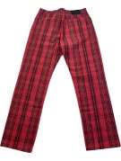 UNKNOWN BRAND PANTALONI TARTAN ROSSO UNISEX PRE OWNED M