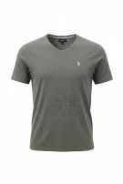 US POLO ASSN T SHIRT SCOLLO V MINIMAL GRIGIA UOMO PRE OWNED L