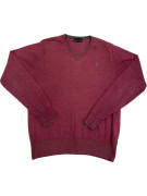VINTAGE CALVIN KLEIN JEANS KNITTED SWEATER V NECK BURGUNDY MEN'S S
