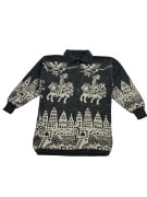 VINTAGE CORRADO KNITTED CARDIGAN WITH COLLAR PATTERNED GREY/BEIGE WOMEN'S S