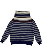 VINTAGE GAS JEANS STRIPED TURTLENECK KNIT SWEATER BLUE/GREY WOMEN'S S/M