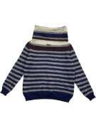 VINTAGE GAS JEANS STRIPED TURTLENECK KNIT SWEATER BLUE/GREY WOMEN'S S/M