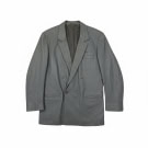 VINTAGE GREY MEN'S DOUBLE-BREASTED LEATHER BLAZER M/L