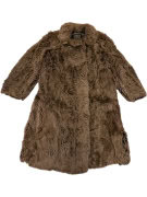 VINTAGE WOMEN'S FUR COAT TREFFMODELLE LONG BROWN L/XL