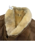 VINTAGE WOMEN'S BROWN LEATHER MOUTON COAT L/XL